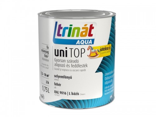 TRINÁT AQUA UNITOP SELYEMFÉNYŰ ZOMÁNCFESTÉK FEHÉR 0,75L TRINÁT AQUA UNITOP SELYEMFÉNYŰ ZOMÁNCFESTÉK FEHÉR 0,75L